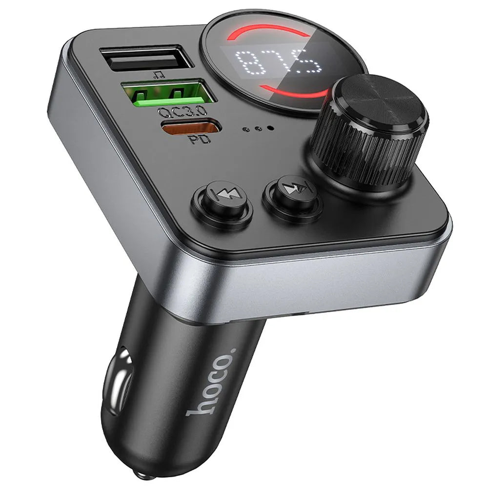 FM Bluetooth -modulaattori HOCO E86, 2 x USB-A - 1 x USB-C - 1 x microSD
