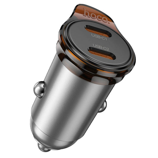 Autolaturi HOCO NZ16B, 45W, 3A, 2 x USB-C, Harmaa