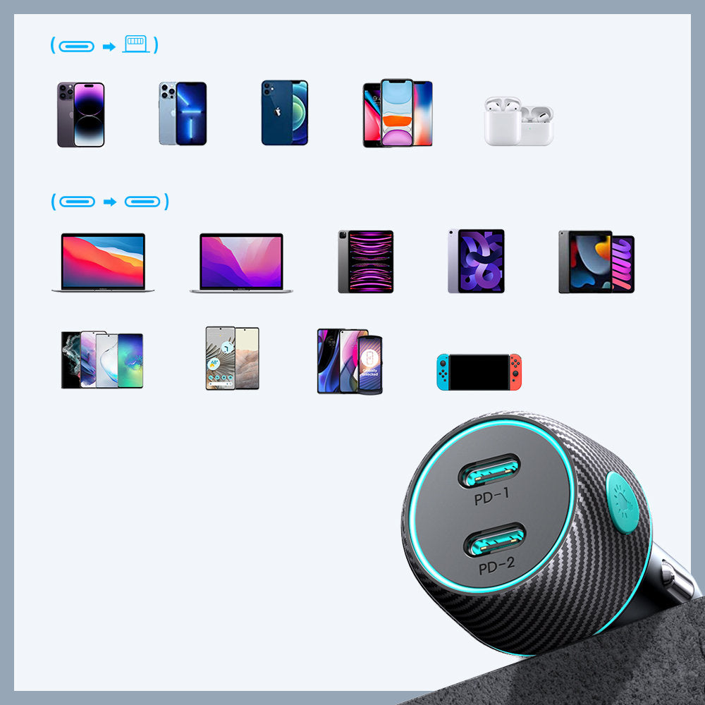 Joyroom autolaturi JR-CCN02, 70W, 3A, 2 x USB-C, musta