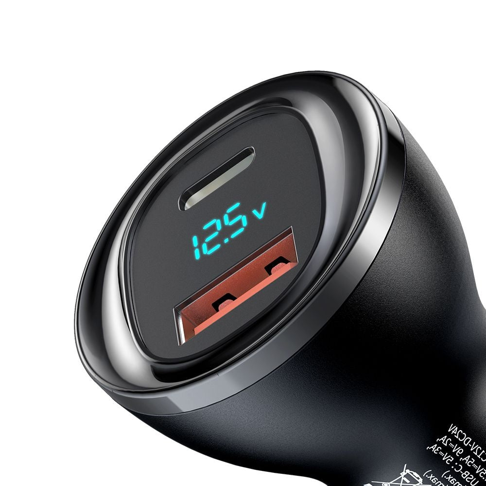 Autojen laturi McDodo CC-5670 Display, 95W, 5A, 1 x USB-A - 1 x USB-C, Musta