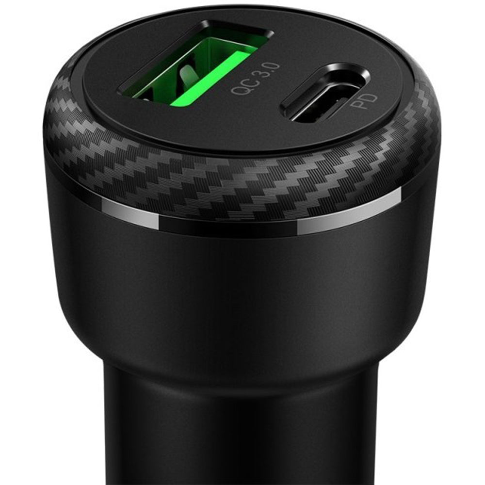 Autojen laturi McDodo CC-5970, 38W, 3A, 1 x USB-A - 1 x USB-C, Musta