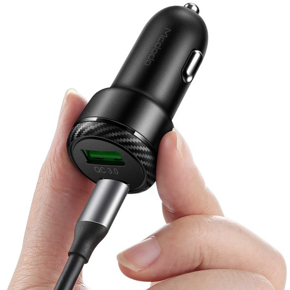 Autojen laturi McDodo CC-5970, 38W, 3A, 1 x USB-A - 1 x USB-C, Musta