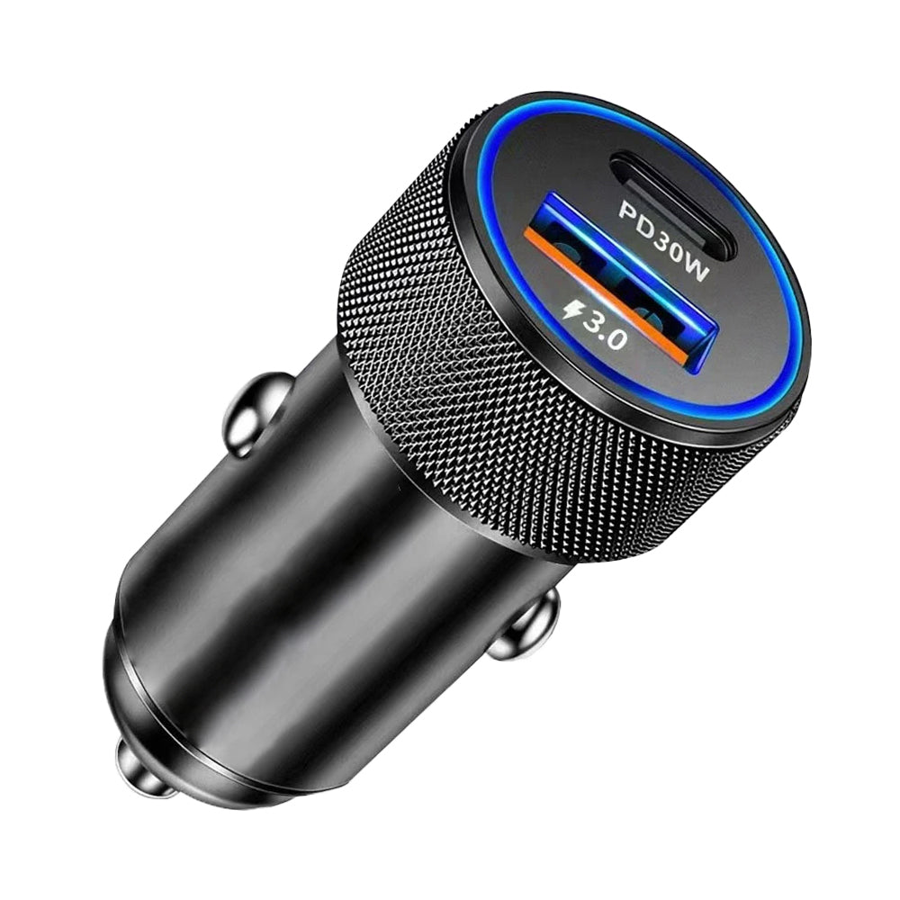 Auto Techsuit C2 VoltDuo -laturi, 30W, 3A, 1 x USB-A - 1 x USB-C, Musta