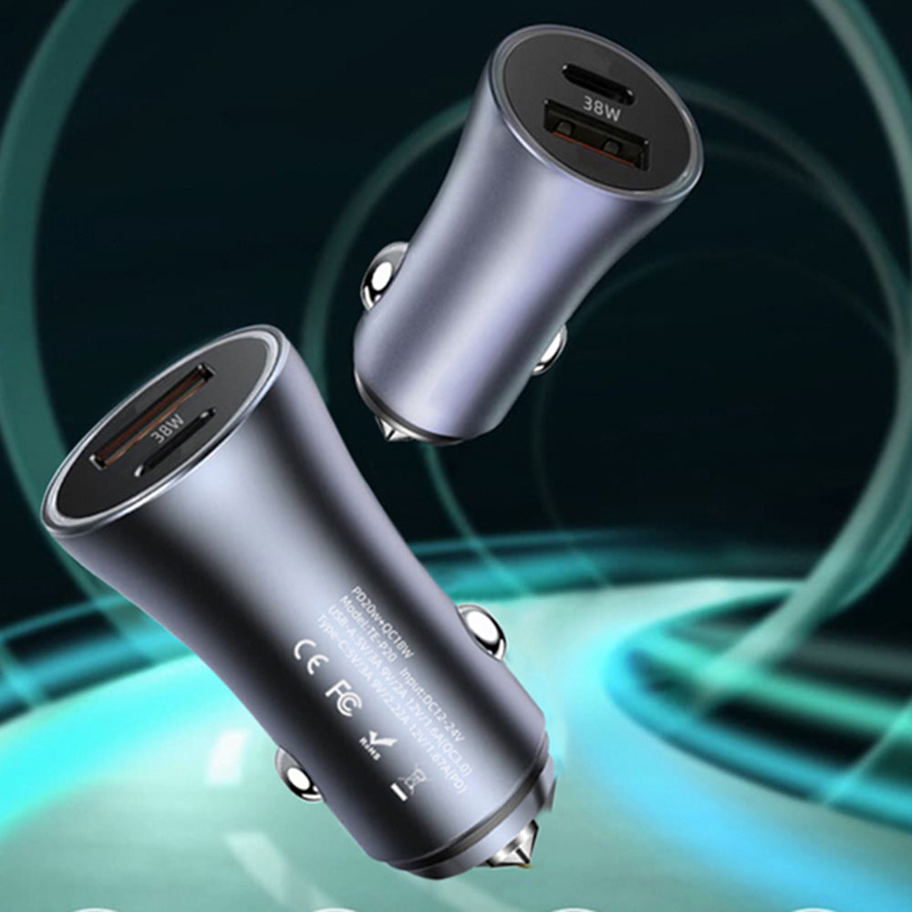 Auto Techsuit C3 RescueVolt -laturi, 48W, 3A, 1 x USB-A - 1 x USB-C, Harmaa