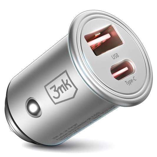 Autolaturi 3MK HyperCharger, 30W, 5A, 1 x USB-A - 1 x USB-C, hopea