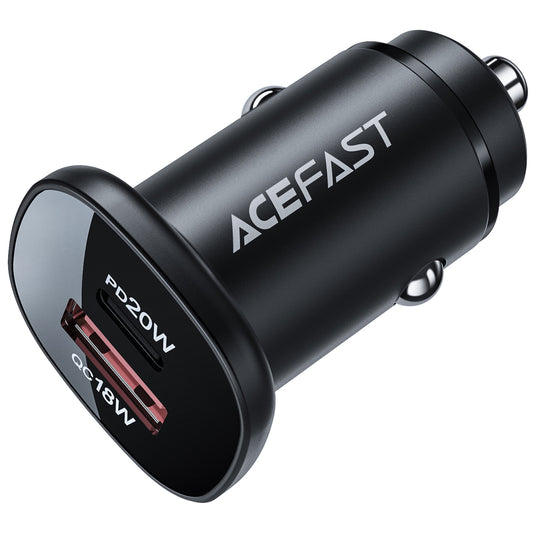 Autojen laturi Acefast B1, 38W, 3A, 1 x USB-A - 1 x USB-C, Musta