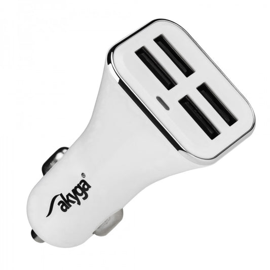Akyga AK-CH-09 autolaturi, 10W, 2A, 4 x USB-A, valkoinen