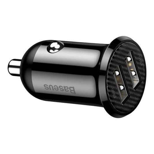 Autolaturi Baseus Grain Pro, 24W, 2.4A, 2 x USB-A, musta CCALLP-01
