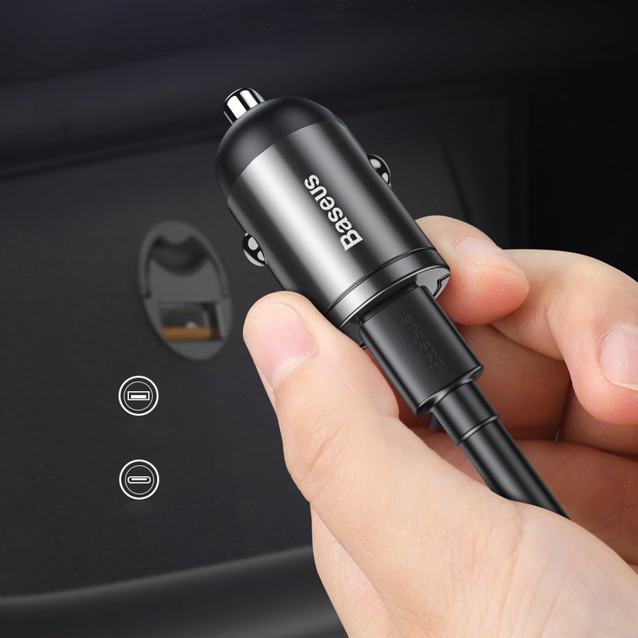 Baseus Star Mini Autolaturi, 30W, 3A, 1 x USB-A, Harmaa VCHX-A0G
