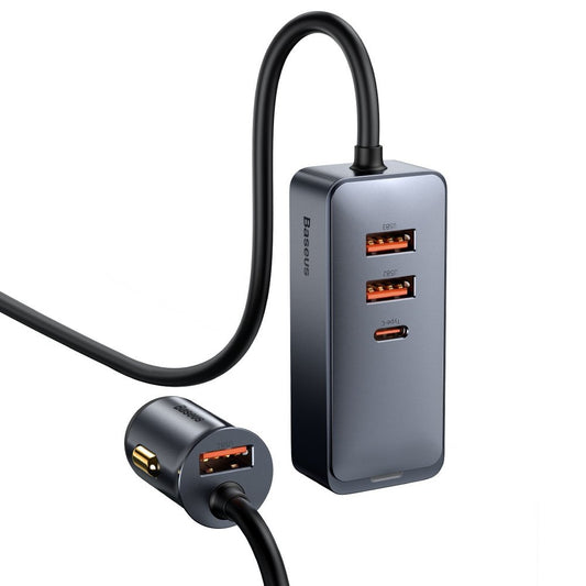 Baseus Share Together -autolaturi, 120W, 3A, 3 x USB-A - 1 x USB-C, harmaa CCBT-B0G