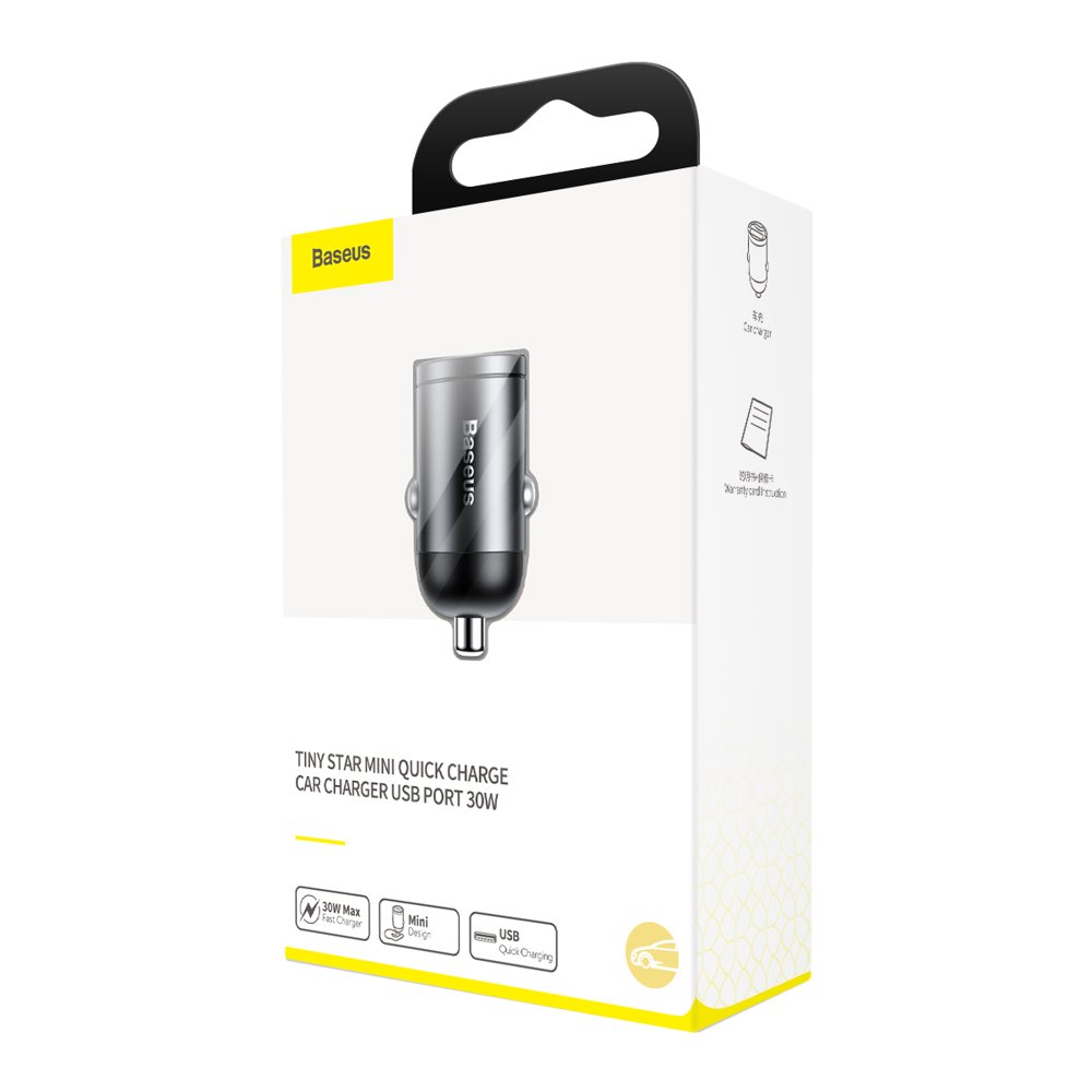 Baseus Star Mini Autolaturi, 30W, 3A, 1 x USB-A, Harmaa VCHX-A0G