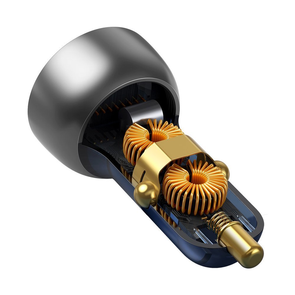 Baseus-autolaturi, 65W, 5A, 1 x USB-A - 1 x USB-C, Harmaa CCKX-C0A