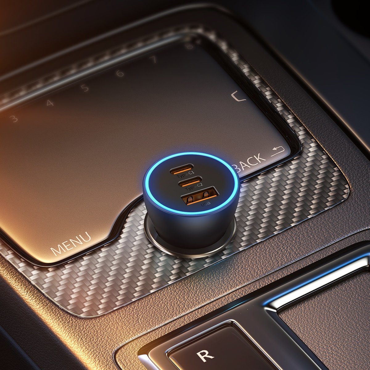 Autolaturi Baseus Golden Contactor Pro, 65W, 3A, 1 x USB-A - 2 x USB-C, harmaa CGJP010013