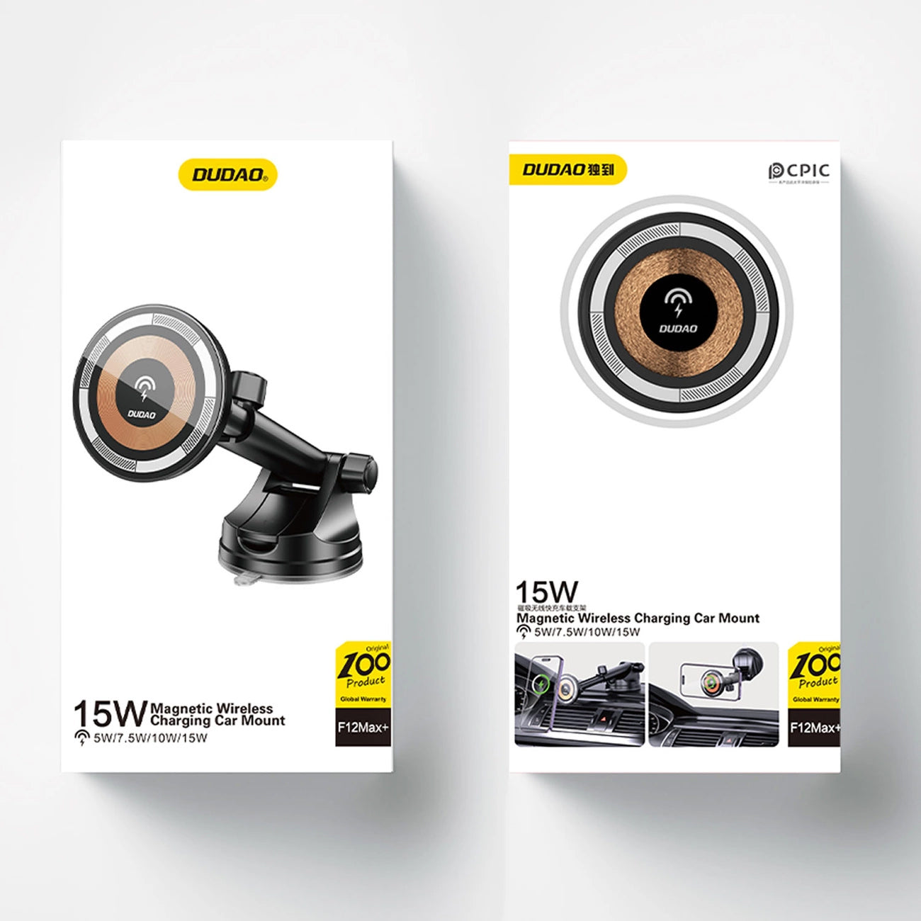 Langaton autolaturi Dudao F12MAX+, 15W, 1.67A, musta