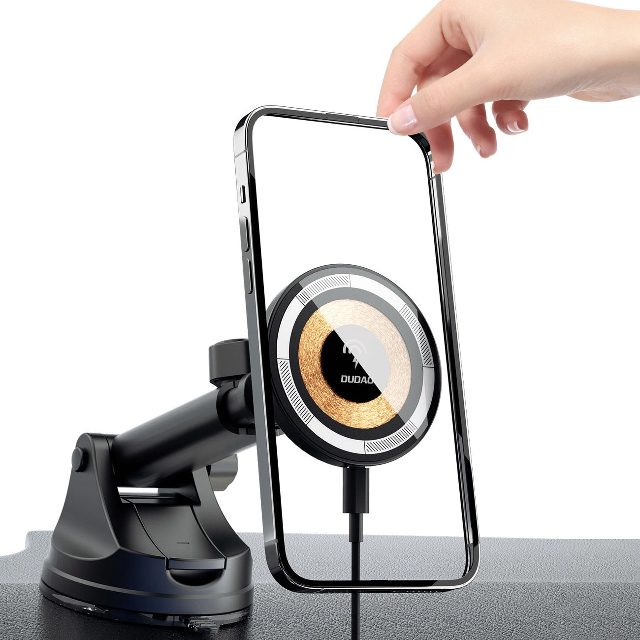 Langaton autolaturi Dudao F12MAX+, 15W, 1.67A, musta