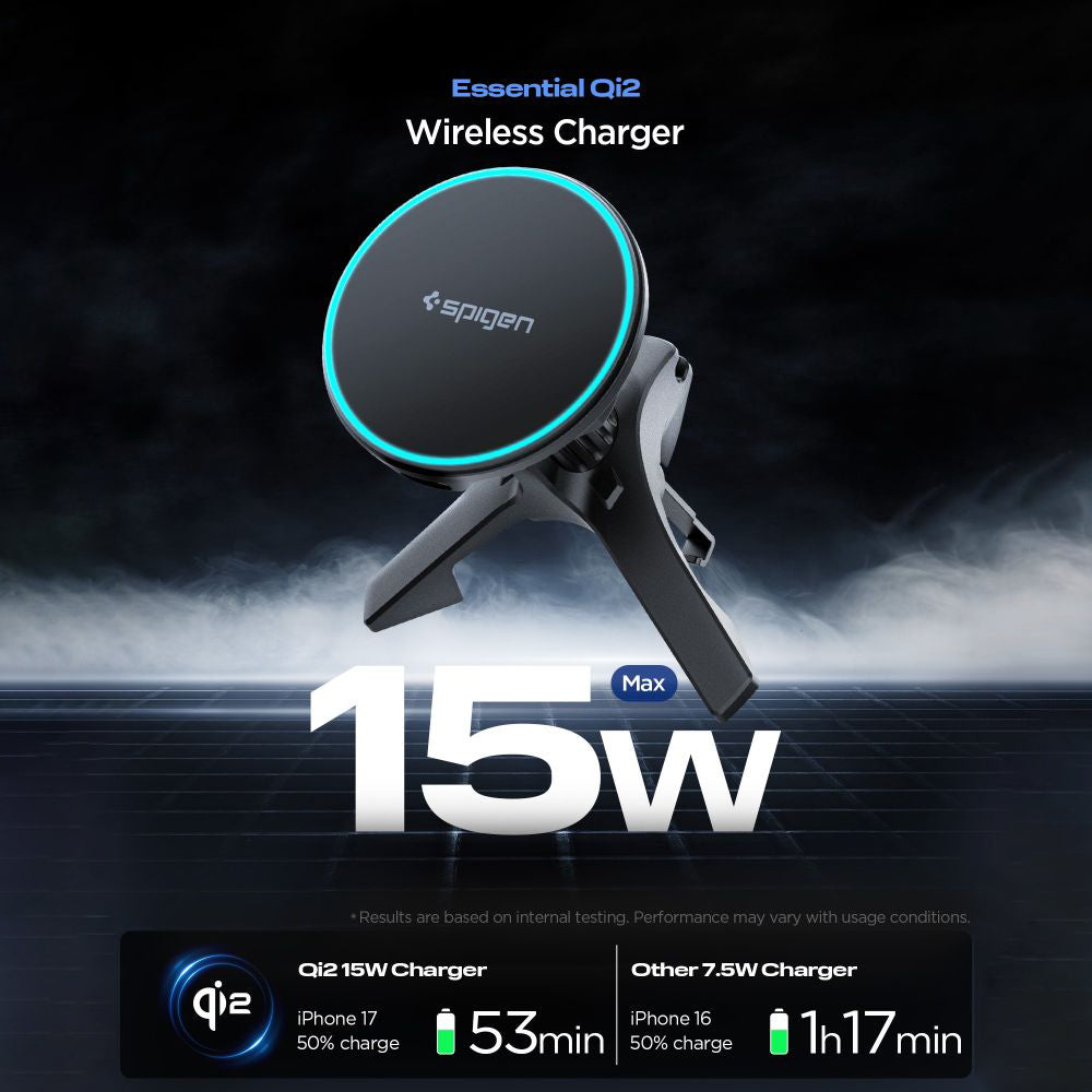 Spigen EV15MAQ Essential langaton autolaturi, 15W, 1.67A, Musta ACP10513