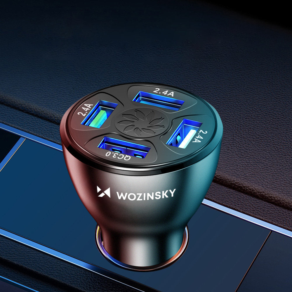 Autolaturi WZK WCCAW, 50W, 3A, 4 x USB-A, valkoinen