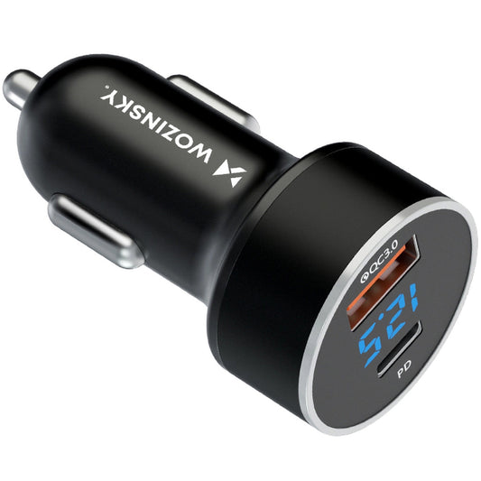 Autolaturi WZK WDCCAC, 36W, 3A, 1 x USB-A - 1 x USB-C, musta