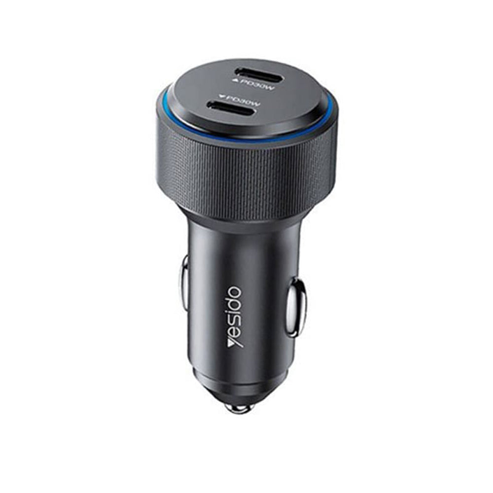 Autolaturi Yesido Y48, 60W, 3A, 2 x USB-C, Musta
