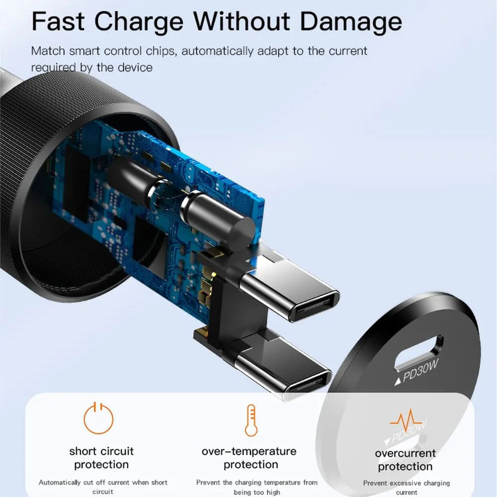 Autolaturi Yesido Y48, 60W, 3A, 2 x USB-C, Musta