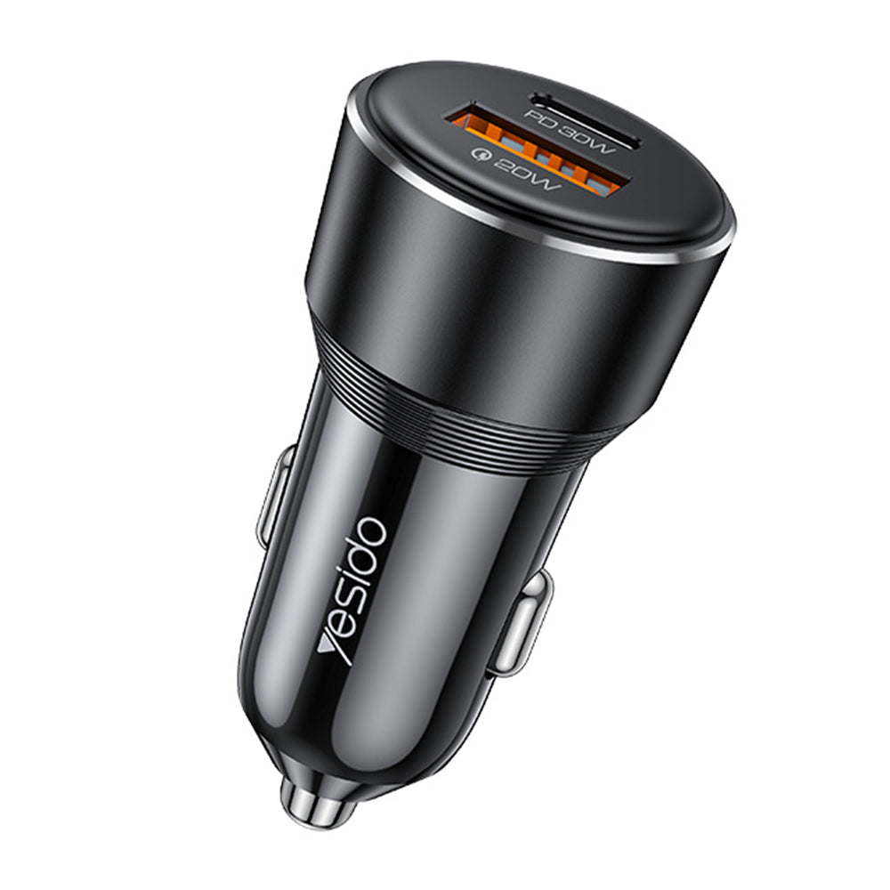 Yesido Y64 Autolaturi, 50W, 3A, 1 x USB-A - 1 x USB-C, Musta