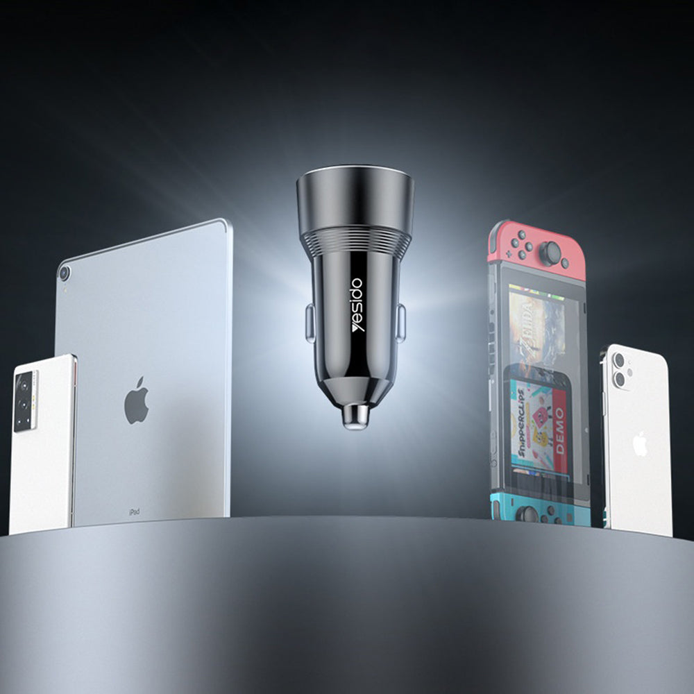 Yesido Y64 Autolaturi, 50W, 3A, 1 x USB-A - 1 x USB-C, Musta