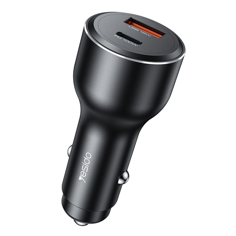 Autolaturi Yesido Y65, 100W, 5A, 1 x USB-A - 1 x USB-C, Musta