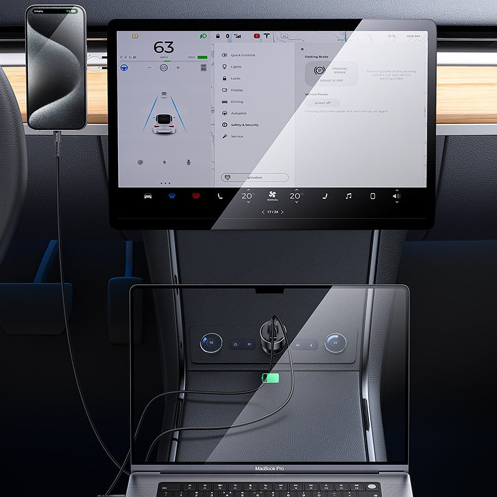 Autolaturi Yesido Y65, 100W, 5A, 1 x USB-A - 1 x USB-C, Musta
