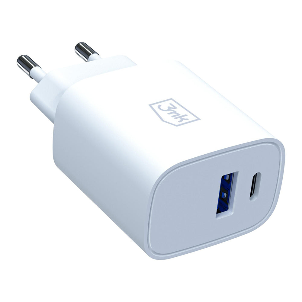 3MK FlowPower verkkolaturi, 30W, 1 x USB-A - 1 x USB-C, valkoinen