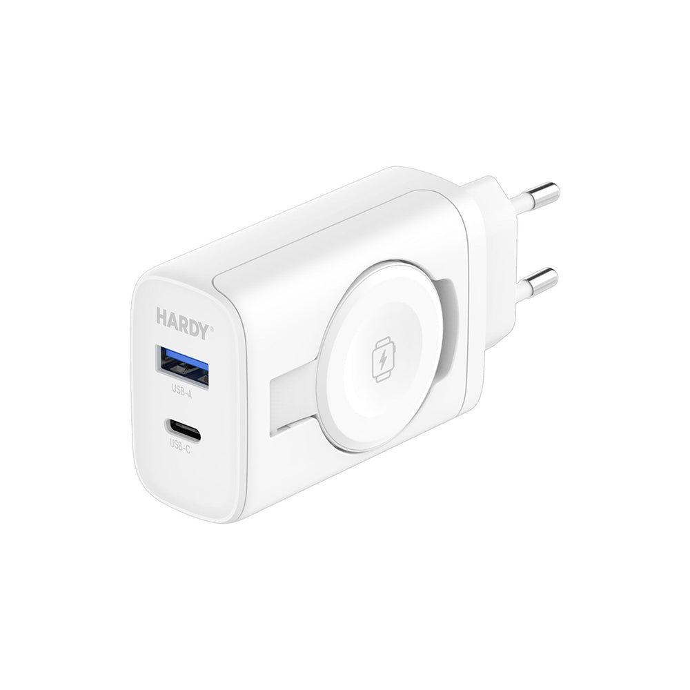 Verkkolaturi 3MK Hardy 2in1, 33W, 3A, 1 x USB-A - 1 x USB-C, Valkoinen