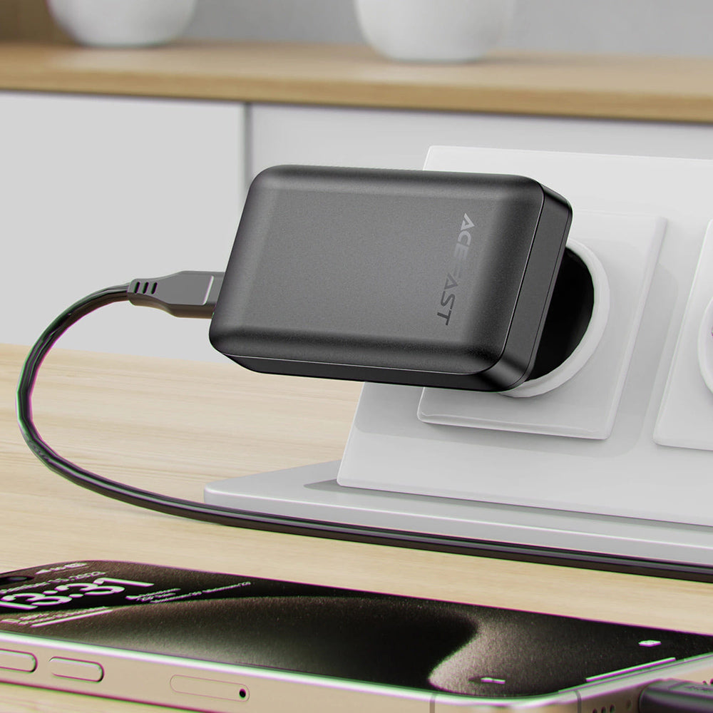 Acefast A100 Network Charger, 65W, 3.25A, 1 x USB-A - 2 x USB-C, Black