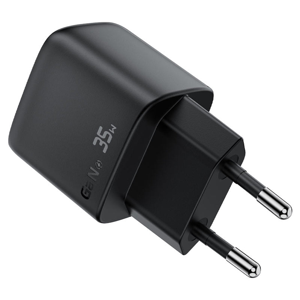 Acefast A116 Display -verkkolaturi, 35W, 3A, 1 x USB-A - 1 x USB-C, Musta