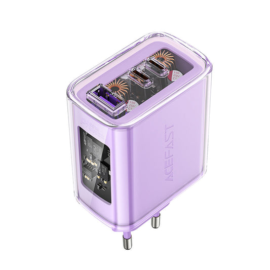 Acefast A45 Exploration -verkkolaturi, 65W, 3.25A, 1 x USB-A - 2 x USB-C, Violetti