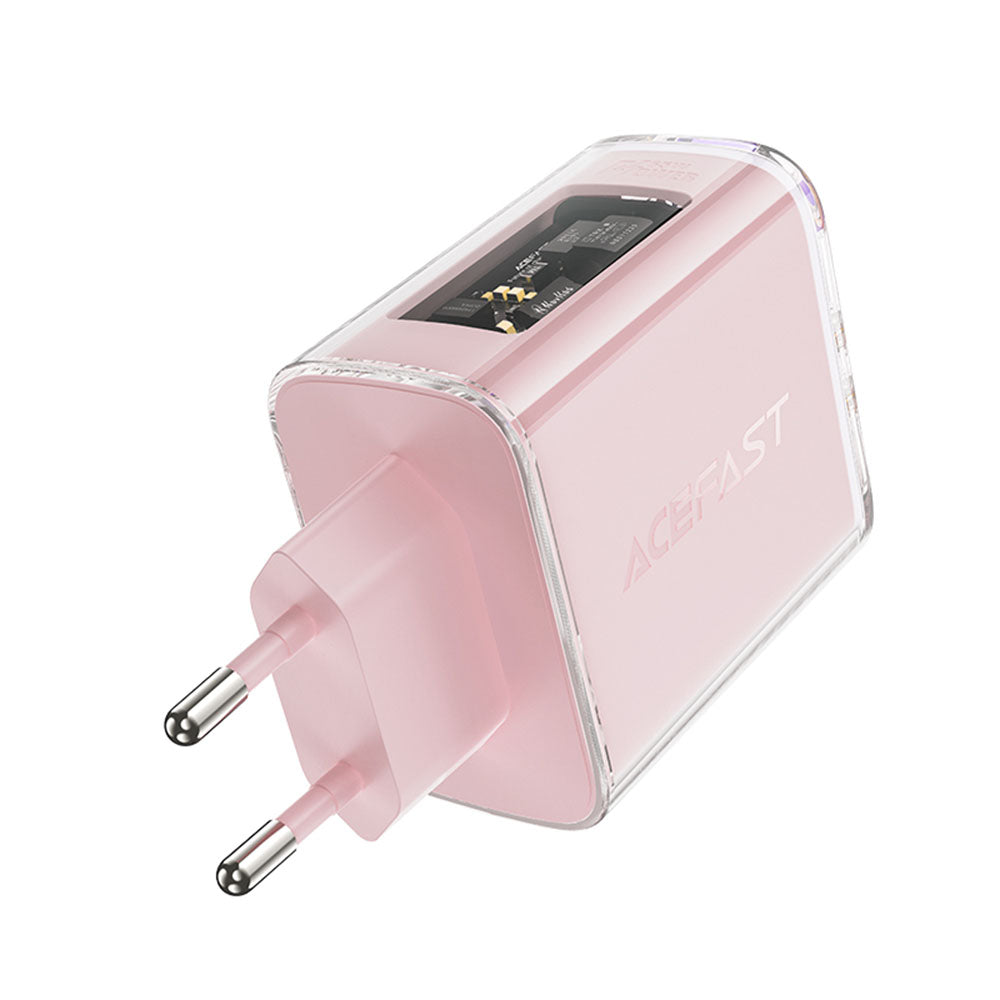 Acefast A45 Exploration -verkkolaturi, 65W, 3.25A, 1 x USB-A - 2 x USB-C, Pinkki