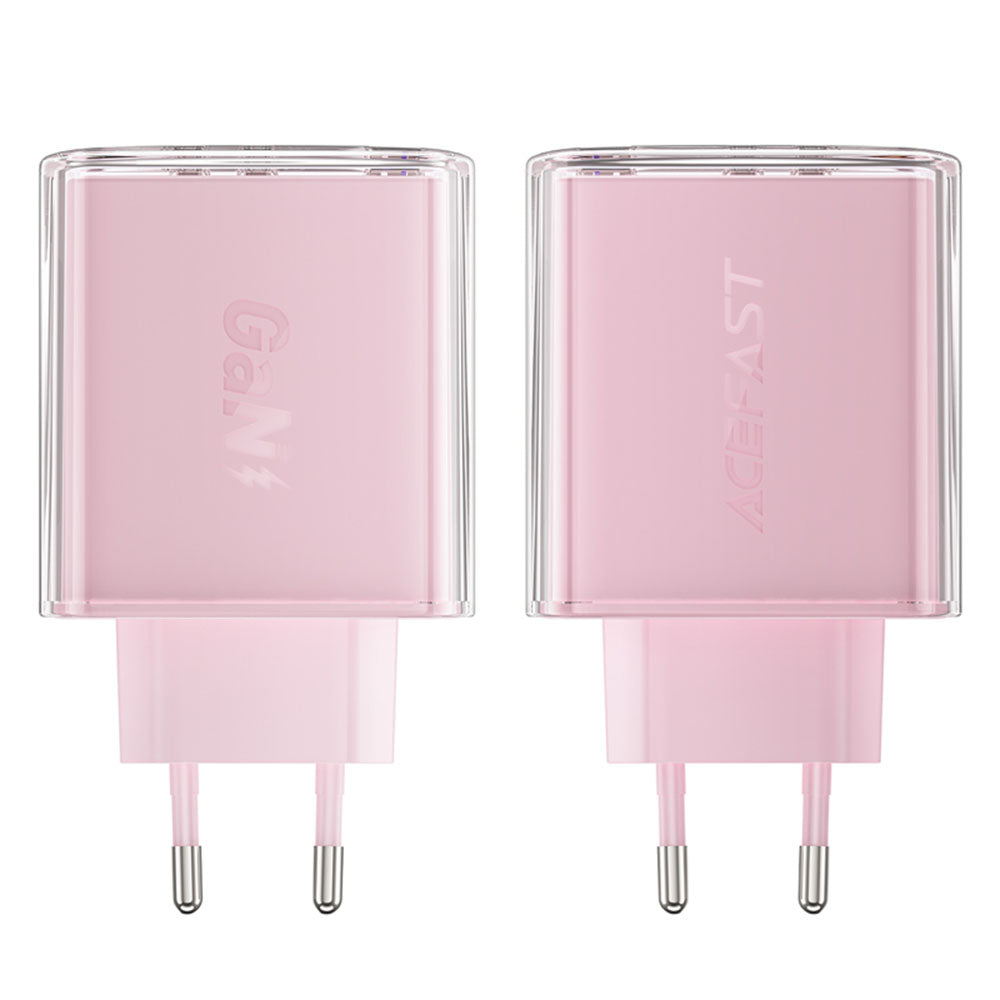 Acefast A45 Exploration -verkkolaturi, 65W, 3.25A, 1 x USB-A - 2 x USB-C, Pinkki