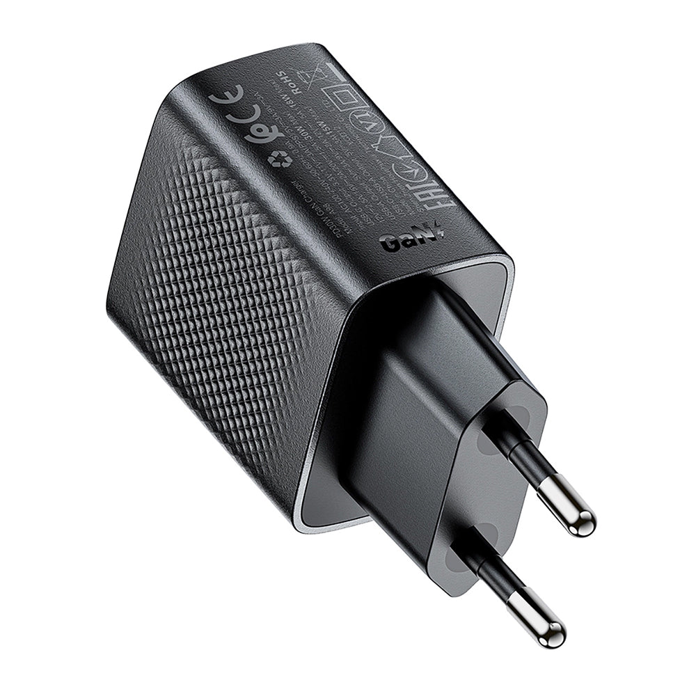 Acefast A98 Verkkolaturi, 30W, 3A, 1 x USB-A - 1 x USB-C, Musta