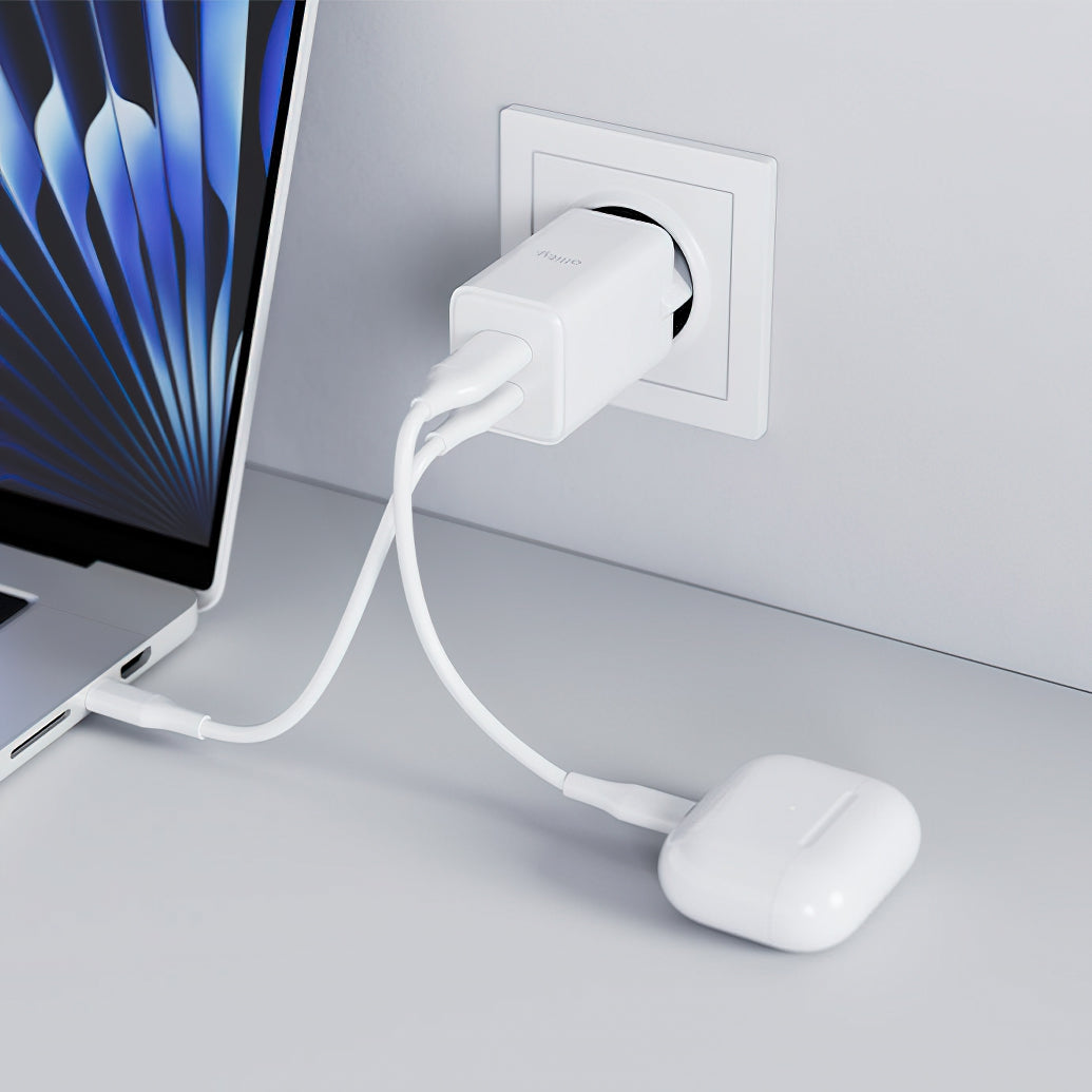 Allity-verkkolaturi. ATC-01-45WCC Fast, 45W, 3A, 1 x USB-A - 1 x USB-C, Valkoinen