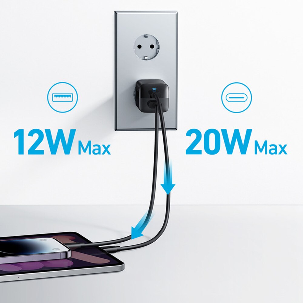 Anker 323 verkkolaturi, 33W, 3A, 1 x USB-A - 1 x USB-C, musta A2331G11