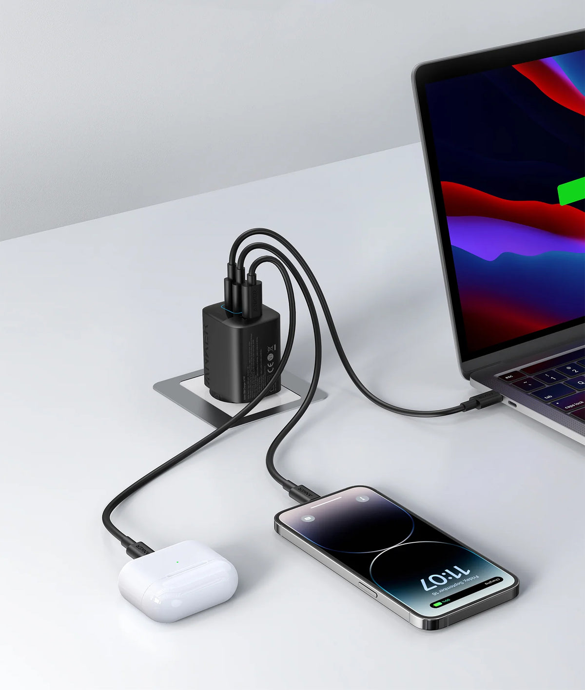 Anker 336 Verkkolaturi, 67W, 3.25A, 1 x USB-A - 2 x USB-C, Musta A2674G11