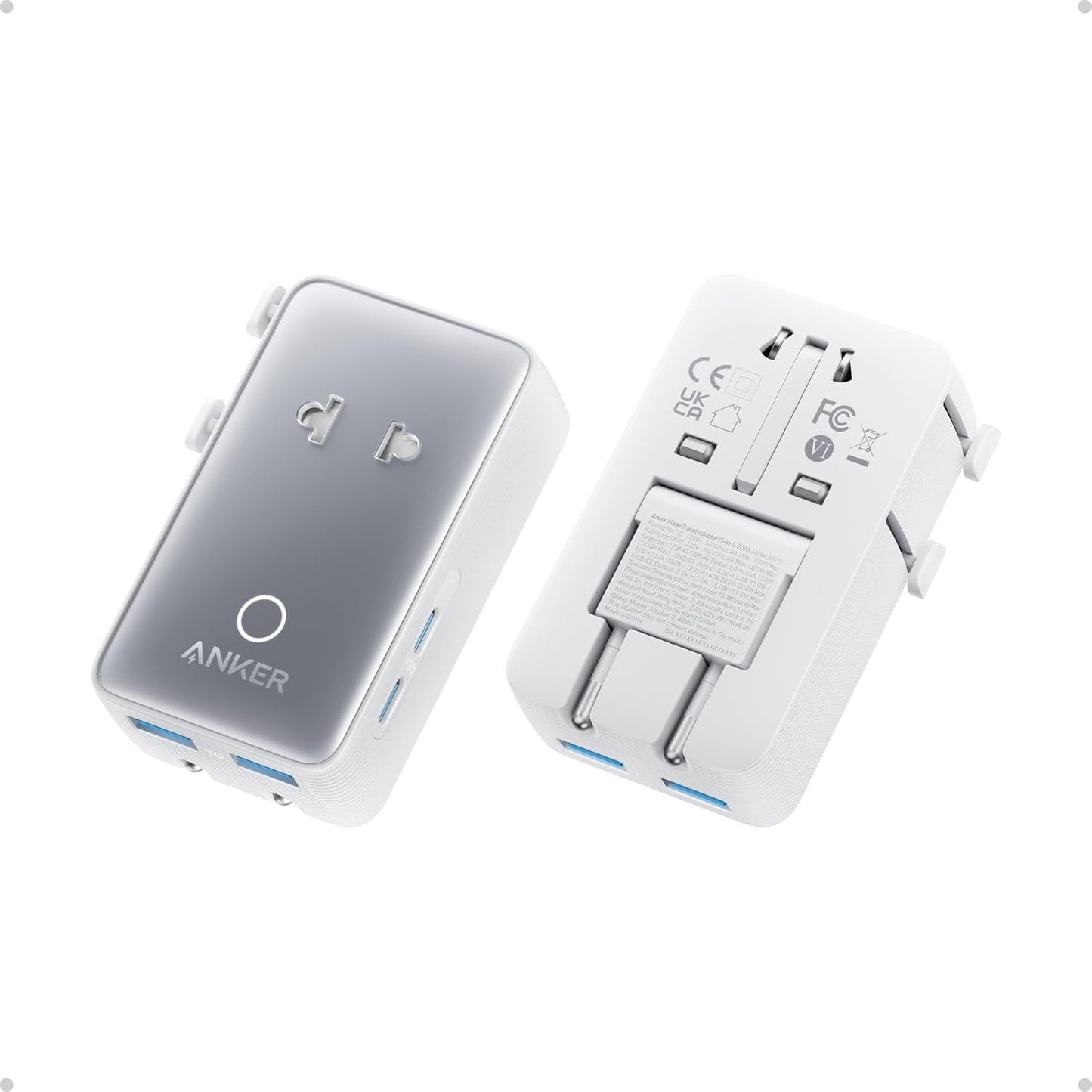 Anker Nano Travel -verkkolaturi, 20W, 3A, 2 x USB-A - 2 x USB-C, Valkoinen A9215H21