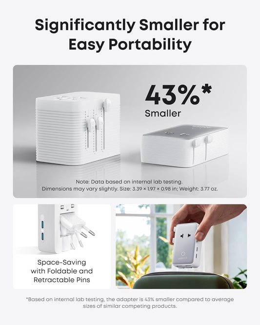 Anker Nano Travel -verkkolaturi, 20W, 3A, 2 x USB-A - 2 x USB-C, Valkoinen A9215H21