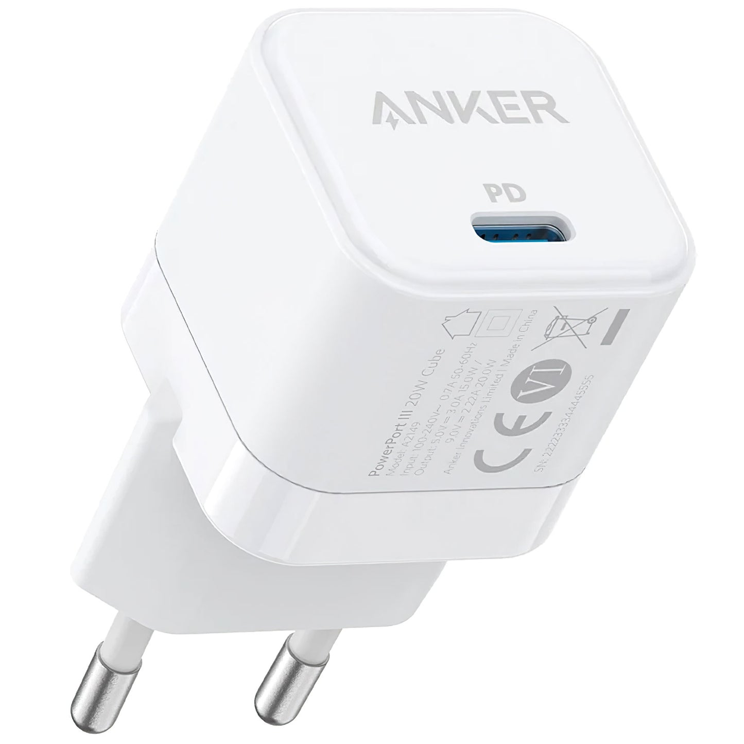 Anker PowerPort III Cube -verkkolaturi, 20W, 3A, 1 x USB-C, valkoinen A2149G21