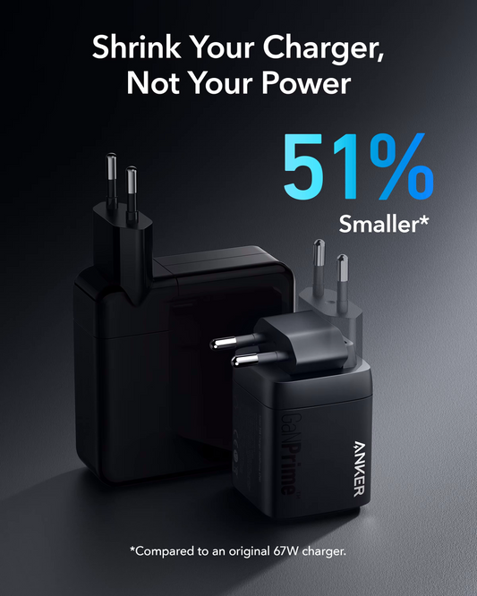 Anker Prime verkkolaturi, 67W, 5A, 1 x USB-A - 2 x USB-C, Musta, Uudelleenpakattu A2669313