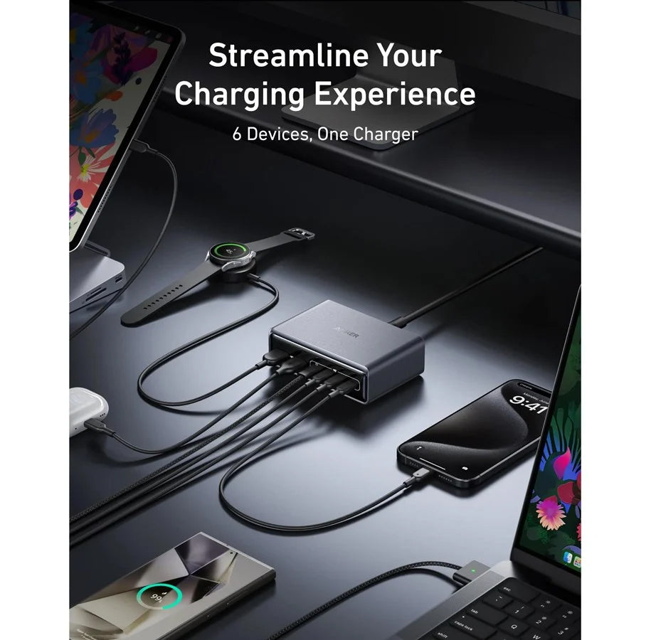 Anker Prime Station -laturi, 200W, 3A, 2 x USB-A - 4 x USB-C, musta A2683341