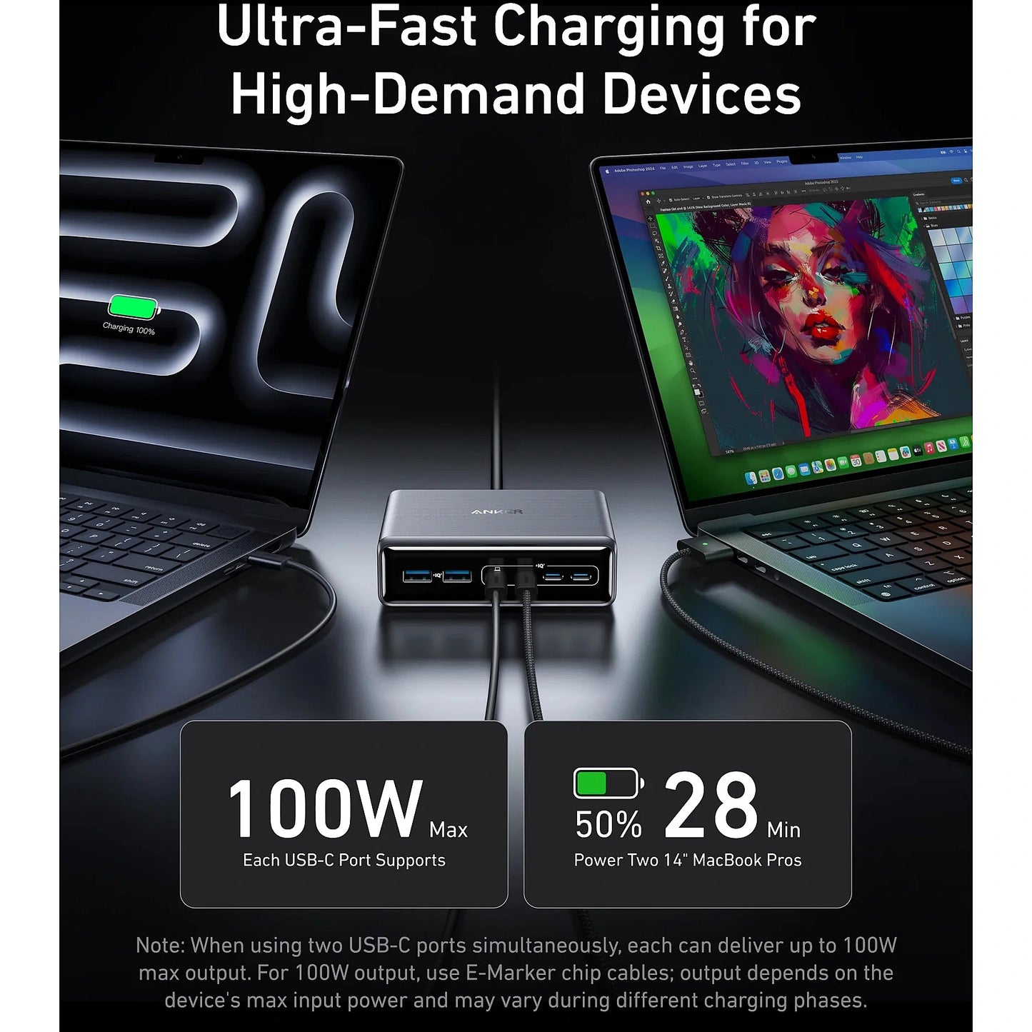 Anker Prime Station -laturi, 200W, 3A, 2 x USB-A - 4 x USB-C, musta A2683341