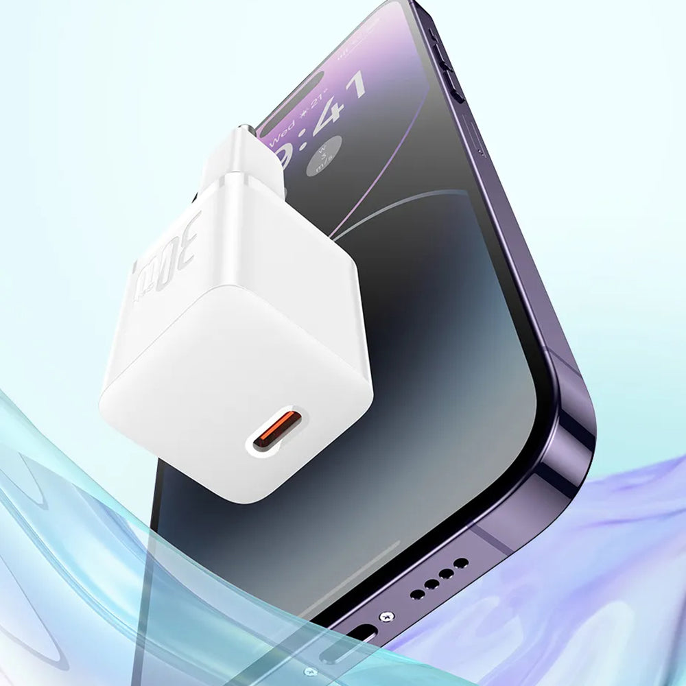 Baseus GaN Mini 1C -verkkolaturi, 30W, 3A, 1 x USB-C, Sininen CCGN070603