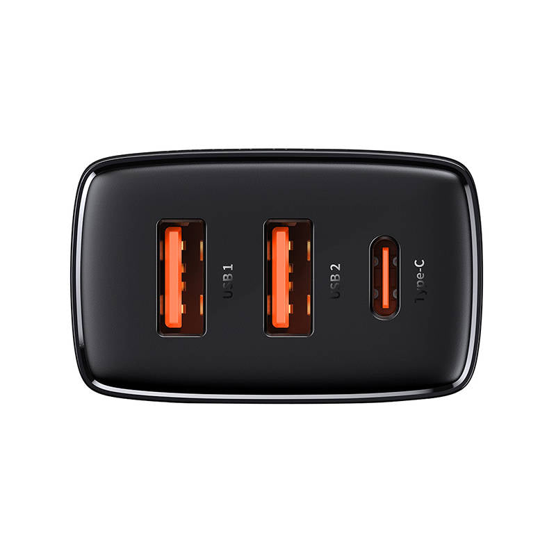 Baseus Compact verkkolaturi, 30W, 3A, 1 x USB-C - 2 x USB-A, musta CCXJ-E01