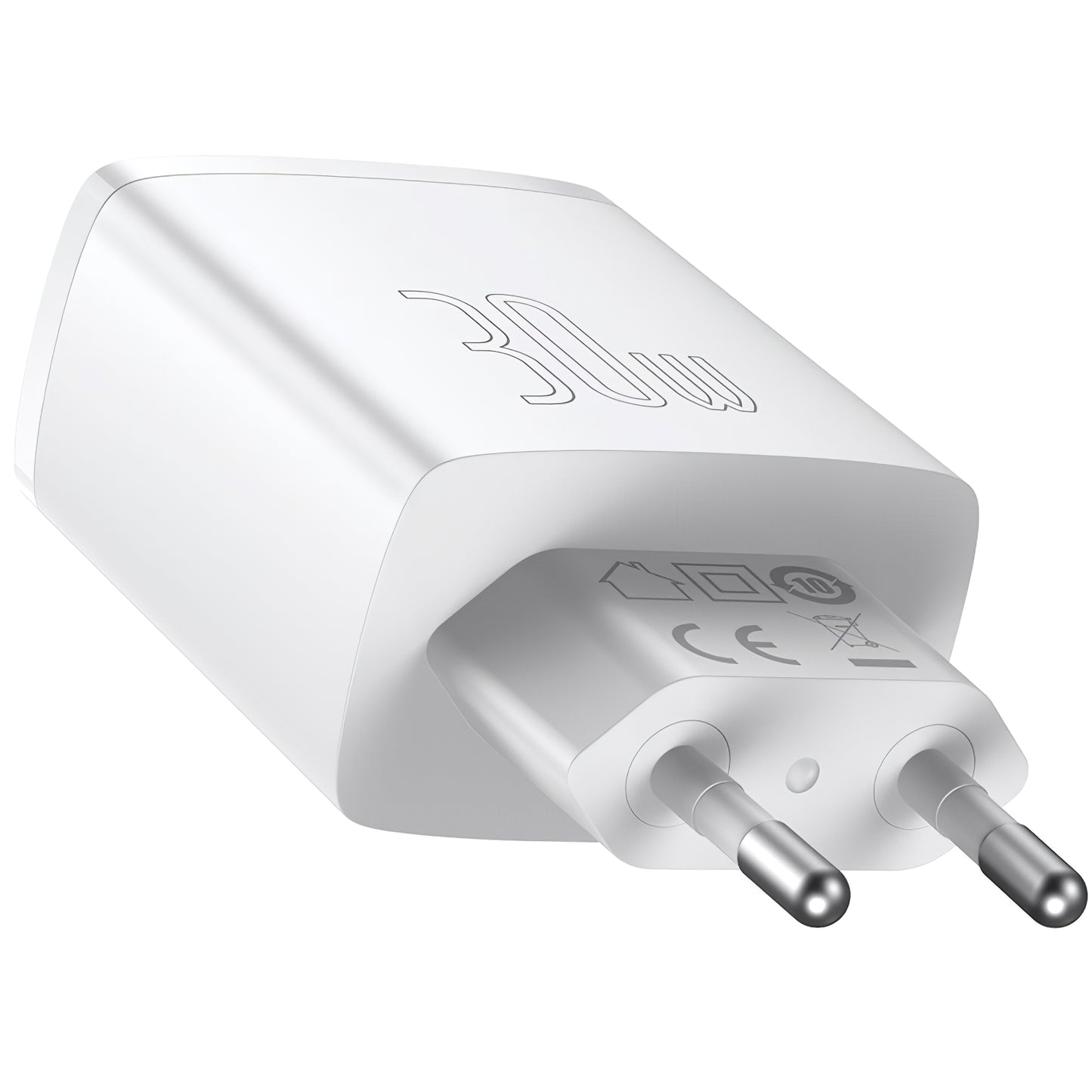 Verkkolaturi Baseus Compact, 30W, 1 x USB-C - 2 x USB-A, valkoinen CCXJ-E02