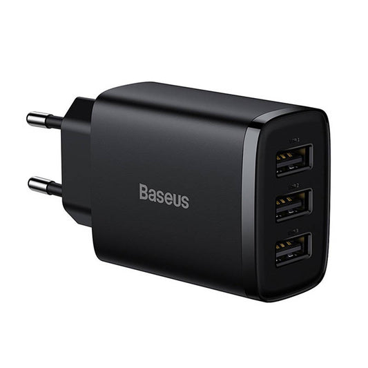 Verkkolaturi Baseus Compact 3U, 17W, 2.1A, 3 x USB-A, musta CCXJ020101 CCXJ020101