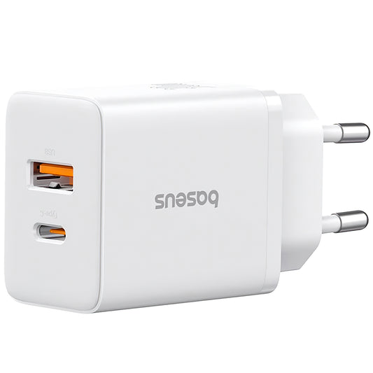 Verkkolaturi Baseus Cube, 30W, 2,4A, 1 x USB-A - 1 x USB-C, valkoinen P10111404213-00